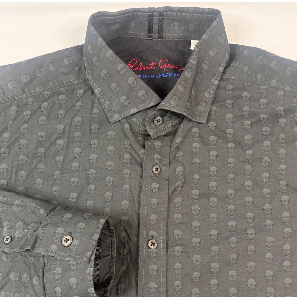 Robert‎ Graham Button Down Shirt Mens 2XL Black Skull Abstract Print